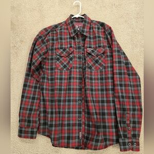 Men's Red and Black Plaid Shirt